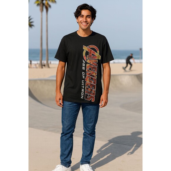 *2/$25* Marvel Avengers Age of Ultron Tshirt Mens Large Black Graphic Tee Shirt - Picture 1 of 4